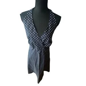 Lands’ End Navy Polka Dot Halter Wrap Dress Size 16